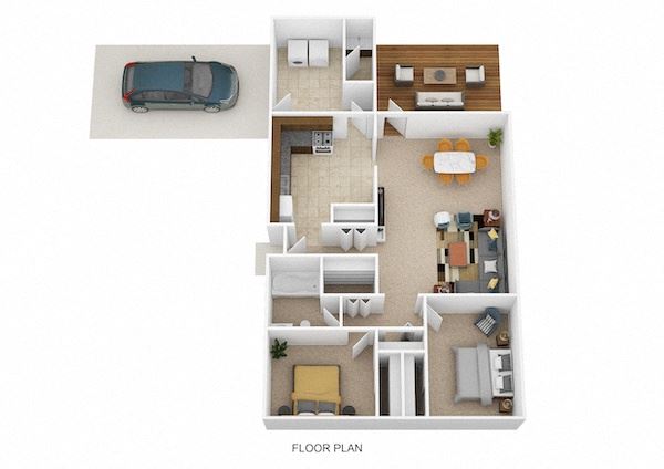 2 Bed 1.5 Bath Twin Single